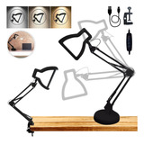 Luminária Abajur Mesa 65cm Articulada Escritório Luz Led 360