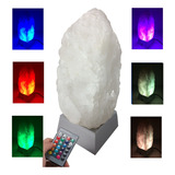 Luminária Abajur Pedra Cristal Quartzo Bruta Cromoterapia