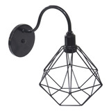Luminária Arandela De Parede Aramada Diamante P Industrial Retro Preta Agp Ilumini Vintage