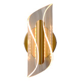 Luminária Arandela Led Acrílica Design Parede Moderno Curva 7w 3 Em 1 Cor Dourado 110v 220v