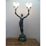 Luminaria Art Deco Petit Bronze Com Lirios Murano 49l6