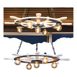 Luminária Casa De Praia Leme Timão Náutico Rustica Pendente Lustre Gigante 90cm Branco azul 110v 220v