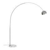 Luminária De Chão Arco Lamp M Cúpula Inox Base Mármore