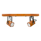 Luminária De Madeira Rustica 2 Spot 50cm