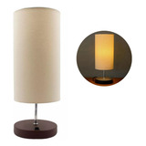 Luminaria De Mesa Abajur Quarto Cabeceira Sala Redondo Base Alumínio Marrom Com Cúpula De Tecido Algodão Soquete E27 Tensão Bivolt Tangerina Mca