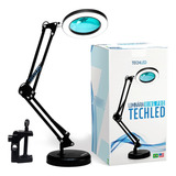 Luminaria De Mesa Articulavel Led Ring Light Com Lupa Abajur Estrutura Preto