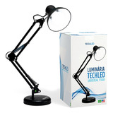 Luminaria De Mesa Articulável Techled Cor Preto