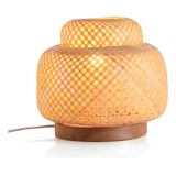 Luminária De Mesa Bambu E27 26cm Oikos