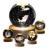 Luminária De Mesa Bola De Cristal 3d Decorativa Base Madeira