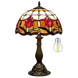 Luminária De Mesa Tiffany Vitral Tulipa Flor Cabeceira Estilo Antigo Luz De Mesa De Leitura 45-72 Cm De Altura Amante Da WERFACTORY Sala De Estar Quarto Vintage Biblioteca Banqueiro Boho Vitoriana Tipo De Simpatia De Memória