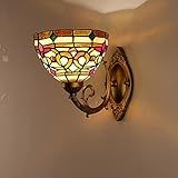Luminária De Parede Estilo Tiffany Abajur De Vidro Colorido Luminária De Parede Decorativa Base De Metal Industrial Antiga Usada Em Corredores Halls E Salas De Estar