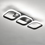 Luminaria De Teto Led 3 Cores Plafon Led Sobrepor Luz De Led Branco Quente E Frio Banheiro Quarto Escritório Quadrado Preto