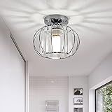 Luminária De Teto Pequena Prata Moderna De Montagem Semiembutida Luminária Pendente De Metal Cromado Mini Lustre Antigo Lâmpada De Teto De Cristal Iluminação De Fazenda De Montagem Embutida Para