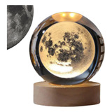 Luminária Decoração Bola Cristal Globo Luz Noturna Lua 3d