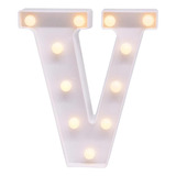 Luminária Decorativa Led 3d Letra V Branca 22cm Decor Festa Cúpula Branco Estrutura Branco