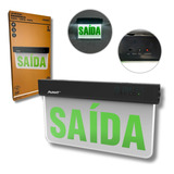 Luminária Emergência Placa Saída 2 Lados Avant Verde Preto