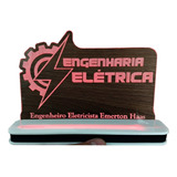 Luminária Engenharia Elétrica 02 Led 3d Nome Personalizado