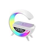 Luminária G RGB Colorida Com Relógio Caixa De Som Bluetooth E Carregamento Por Indução LCS Eletrônicos