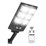 Luminaria Holofote Solar Refletor 300w Poste Potente Autonomo Controle Ip65 12h Preto Cor Da Luz Branco frio
