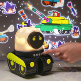 Luminária Infantil Carrinho Projetor Robô Cúpula Céu Estrela Aniversário Luz Com Desenho Led Estrutura Verde 127v