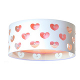 Luminária Infantil Plafon Corações C Cristais Rosa 40x16 110v 220v
