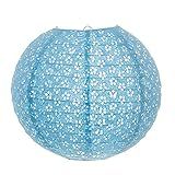 Luminária Japonesa Papel 30 Cm Vazada Azul Claro