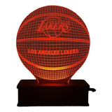 Luminária Led 3d  Los Angeles Lakers  16 Cores  Basquete