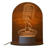Luminária Led 3d Microfone Abajur De Mesa