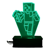 Luminária Led 3d Minecraft, Jogo, Game 16 Cores Controle