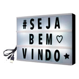 Luminária Led Cinema Light Box Letreiro A4 96 Letras Usb