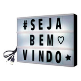Luminária Led Cinema Light Box Letreiro A4 96 Letras Usb