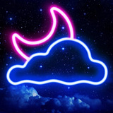 Luminária Led Neon Nuvem Lua 30cm Decoração Quarto Abajur
