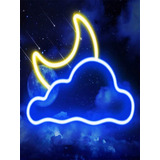 Luminária Led Neon Nuvem Lua 30cm Decoração Quarto Abajur