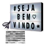 Luminária Letreiro Led A4 Quadro Light Box Cinema 96 Letras
