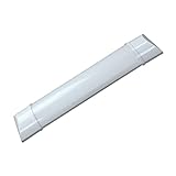 Luminária Linear LED 18W 60cm De Sobrepor 6500k Branco Frio Slim Tubular Calha Fina Bivolt 110V 220V Base Completa