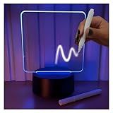 Luminária Lousa Mágica LED 7 Cores 3D Efeito De Luzes Vibrantes Para Decoração Coloridas Para Escrever 14x18cm - Base Preto