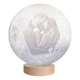 Luminária Lua Cheia Personalizada Com Foto E Frase Usb 15cm