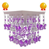 Luminária Lustre Decoração Quarto Infantil Criança Borboleta Cor Roxo lilás 110v 220v bivolt 