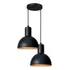 Luminária Lustre Pendente  Joana Dupla Preto Fosco/cobre