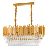 Luminaria Lustre Retangular Dourado