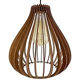 Luminária Madeira Pendente De Teto Rústico Retrô Para Sala Marrom