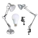 Luminária Mesa 2x1 Metal Abajur Lâmpada Base Garra Flex Lâmpada LED GIMPO 811c Cor Prata