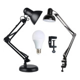 Luminária Mesa Abajur Articulada C Base Garra Lâmpada Led