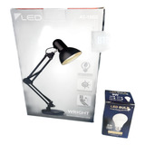 Luminária Mesa Articulável Led Garra Lamp Abajour Metal