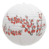 Luminária Oriental Japonesa Papel Branca Sakura