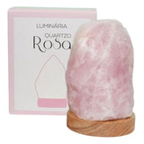 Luminária Pedra Quartzo Rosa Grande Led Branca Pedra Natural
