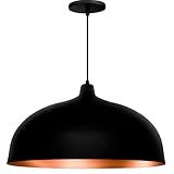Luminária Pendente Aladim 46 Cm Preto Com Cobre Grande Mesa De Sinuca