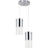 Luminária Pendente Duplo Cilindro Copo 2 Luzes E27 Cromo