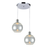 Luminária Pendente Duplo Globo Aquário 2 Luzes E27 Cromado