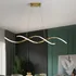 Luminária Pendente Led Espiral Dna Moderno Sala Mesa Dourado